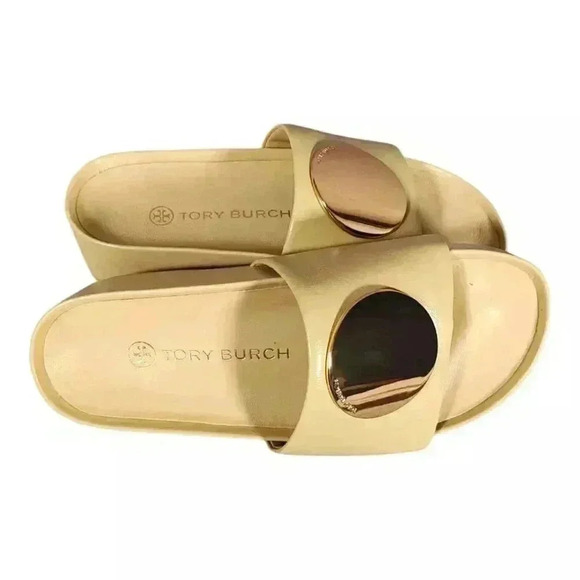Tory Burch Patos Leather Platform Slide Sandals 5 - Women's Stylish Summer Shoes - Picture 6 of 9